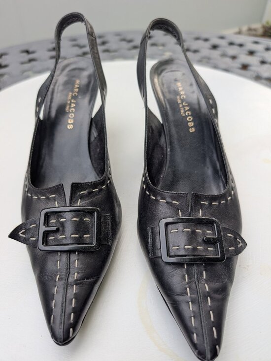 Marc Jacobs Shoes - Marc Jacobs Slingback Pointed Toe Leather Shoes Made in Italy